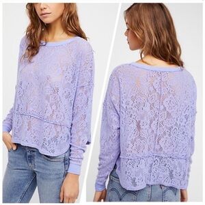 Free People Not Cold in this Top Lilac Lace Long Sleeve Top